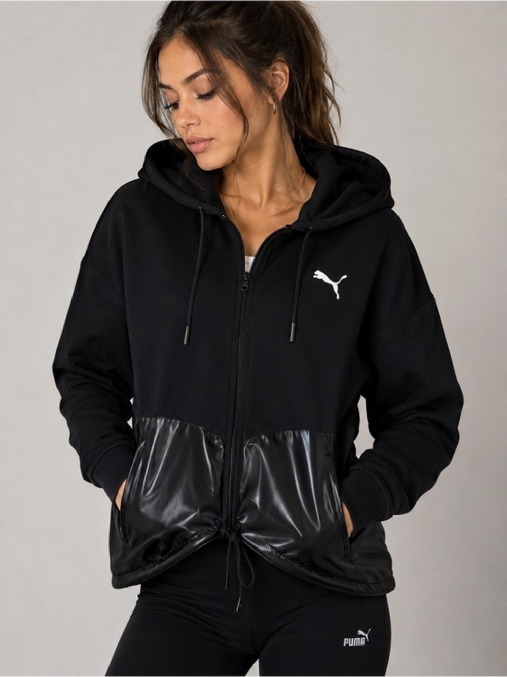 Puma Black Hoodie with Shiny Accents size small